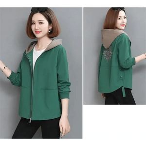 Vintage Style Women's Coat Hooded Jacket Long Sleeve Zipper Pockets Casual Windbreaker Basic Jackets Outerwear Plus Size 4XL E25