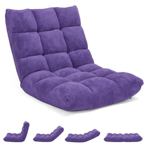 Adjustable 14-position Cushioned Floor Chair-Beige
