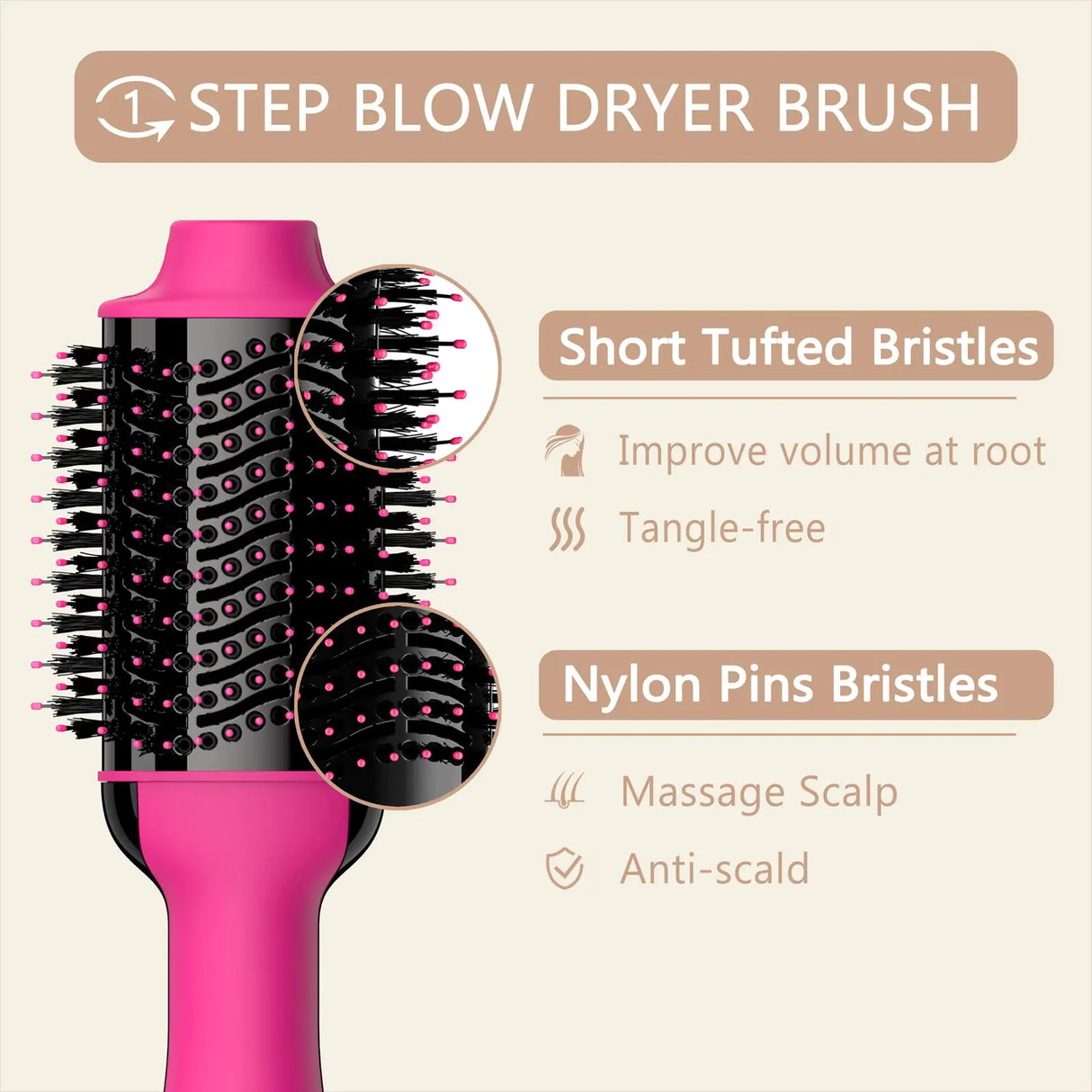 Umeely Hair Dryer Brush Blow Dryer Brush in One Upgraded 4 in 1 Hair Dryer and Styler Volumizer with Negative Ion Anti-frizz Ceramic Titanium Barrel Hot Air Brush Peach Red