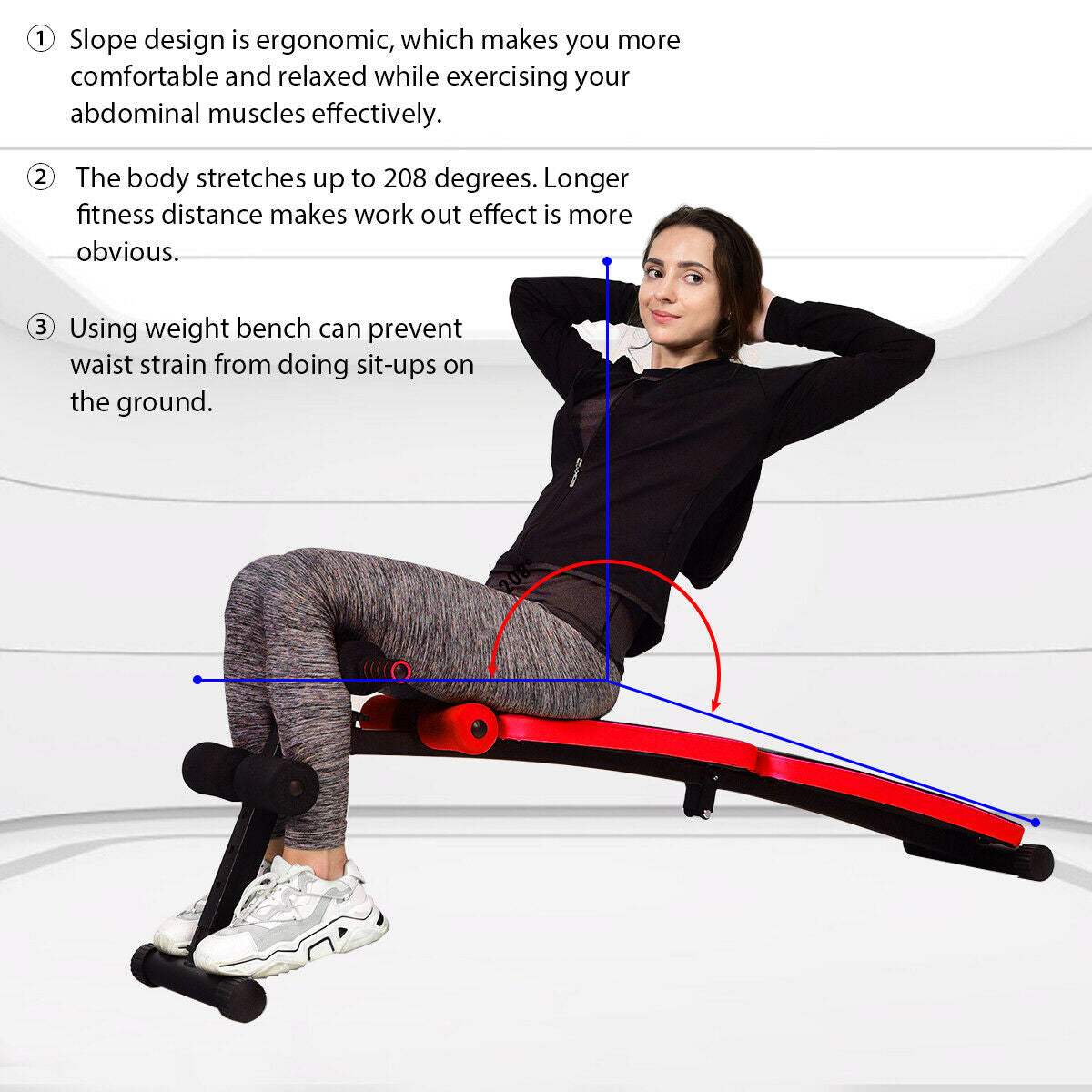 Abdominal Twister Trainer with Adjustable Height Exercise Bench-Red
