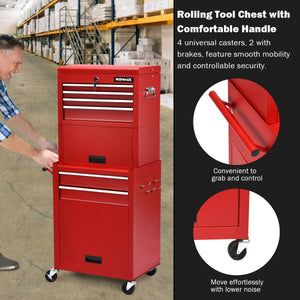 6-Drawer Tool Chest with Heightening Cabinet-Black