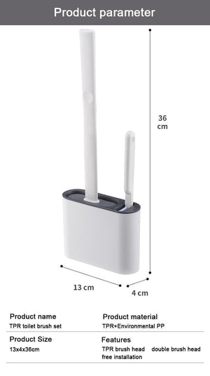 Wall Hanging Toilet Brush with Holder Set Silicone Bristles For Floor Bathroom Cleaning Toilet Brush And Holder Set Wall-Hanging Landing Toilet Bowl Brush Household Hotel Cleaner With Small Brush For Bathroom