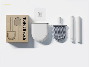 Wall-Mounted Silicone Toilet Brush Wash Toilet Accessories With Holder Soft Bristles Brushes Set Bathroom Cleaning Tool Toilet Brush Set Silicone Toilet Brush With Holder Wall Mounted With Toilet Bowl Brush And Holder Bendable Brush Head Holder