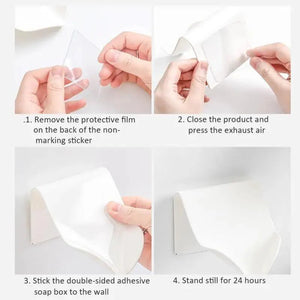 Wall-suction Drain Soap Dish Decorative Drainage Soap Holder Soap Holder Storage Container Home Bathroom Kitchen Accessories Self Adhesive Soap Drain Rack Soap Holder with Hook Wall Mount Soap Dish with Hook Sponge Soap Draining Tray Plate
