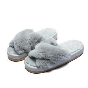 Warm Fluffy Slippers Women Cozy Faux Fur Cross Indoor Floor Slides Flat Soft Furry Flip Flops Fuzzy Slippers Cross Band Fluffy Slippers Faux Fur Slippers Plush House Open Toe Cozy Slippers For Women