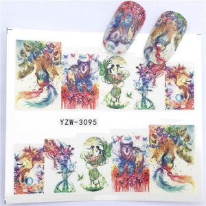 Water Decals Nail Tattoo Wolf Animal 3D Embossed Nail Sticker Flower Adhesive Manicure Slider Nail Art Tips Curve Graffiti Nail Design for Acrylic Nail Supplies Designer Nail Decorations for Women Girls Kids 3D Nail Art Stickers Decals