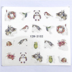 Water Decals Nail Tattoo Wolf Animal 3D Embossed Nail Sticker Flower Adhesive Manicure Slider Nail Art Tips Curve Graffiti Nail Design for Acrylic Nail Supplies Designer Nail Decorations for Women Girls Kids 3D Nail Art Stickers Decals
