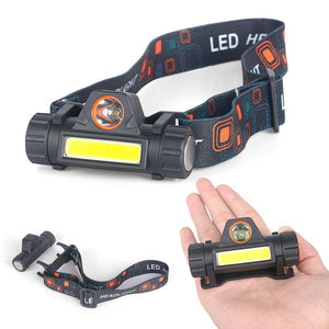 Waterproof 2 Light Mode USB LED Headlight With Magnet Rechargeable Headlamp Built-in 18650 Battery Flashlight  COB Work Light For Outdoor Camping Cycling Fishing Headlamp Flashlight
