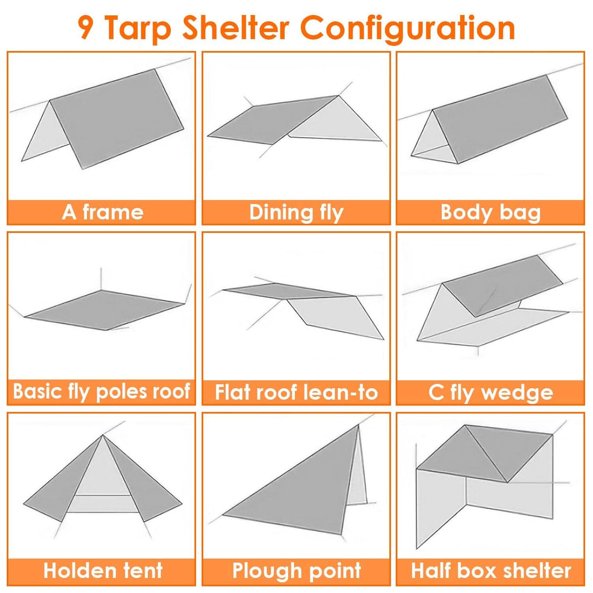 Waterproof Camping Tarp Kit Tent Canopy Awning Portable Rain Fly