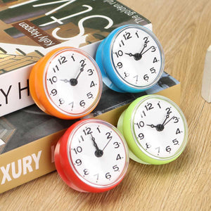 Waterproof Shower Wall Mini Clock Kitchen Bathroom Bath Watch Suction Cup Battery Operated Living Room Bathroom Wall Clock, Waterproof Suction Cup Silent Non Ticking Clocks with Stand for Desk Bedroom Home Office School