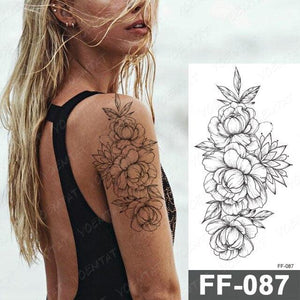 Waterproof Temporary Black Tattoo Sticker Peony Flower Snake Sketch Luxury Big Tattoo For Womens