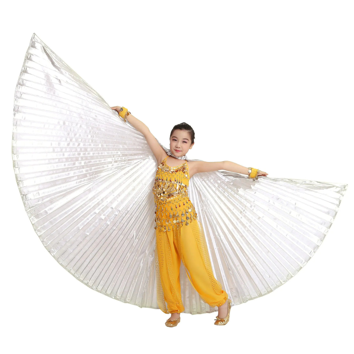 MUNAFIE Halloween Costumes Belly Dance Isis Wings for Children Kids Green