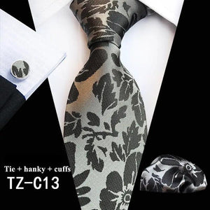 Wedding Bridegroom Floral Print Silk Necktie With Cufflinks Set Fashion High Quality Necktie Set For Men