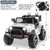 12V Kids Ride On Truck with Remote Control and Headlights-Black