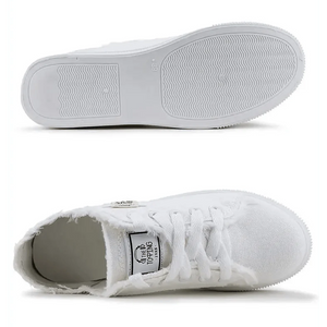 White Canvas Womens Sneakers Casual Fashion Denim Summer Elegant Women Sneakers