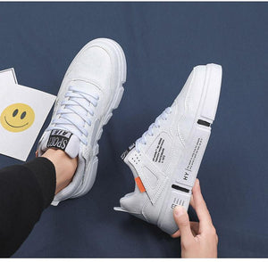White Leather Sneakers For Men Breathable Casual Walking Sports Running Shoes Outdoor Travel Fitness Sneakers Comfortable Casual Shoes Outdoor Men Sneakers