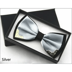 White Men Elegant Polyester Butterfly Bowtie Metal Corners Wedding Bowtie Party Bow Ties