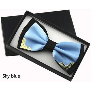 White Men Elegant Polyester Butterfly Bowtie Metal Corners Wedding Bowtie Party Bow Ties