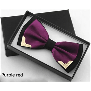 White Men Elegant Polyester Butterfly Bowtie Metal Corners Wedding Bowtie Party Bow Ties