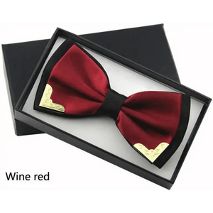 White Men Elegant Polyester Butterfly Bowtie Metal Corners Wedding Bowtie Party Bow Ties