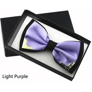 White Men Elegant Polyester Butterfly Bowtie Metal Corners Wedding Bowtie Party Bow Ties