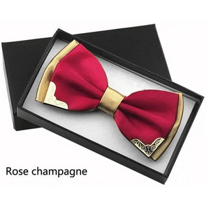 White Men Elegant Polyester Butterfly Bowtie Metal Corners Wedding Bowtie Party Bow Ties