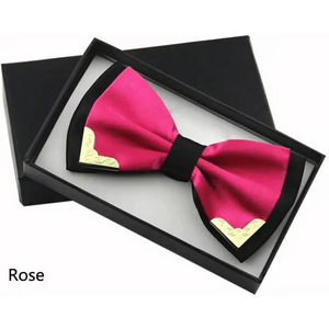 White Men Elegant Polyester Butterfly Bowtie Metal Corners Wedding Bowtie Party Bow Ties