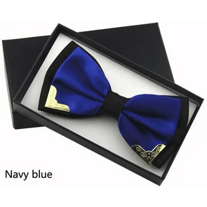 White Men Elegant Polyester Butterfly Bowtie Metal Corners Wedding Bowtie Party Bow Ties