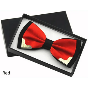 White Men Elegant Polyester Butterfly Bowtie Metal Corners Wedding Bowtie Party Bow Ties