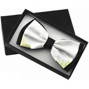 White Men Elegant Polyester Butterfly Bowtie Metal Corners Wedding Bowtie Party Bow Ties