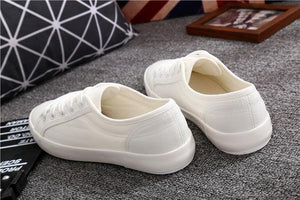 White Summer Womens Sneakers Trainers White Leather Canvas Shoes Tenis Classic Casual Cotton Slip On Canvas Comfortable Walking Flats Sneakers