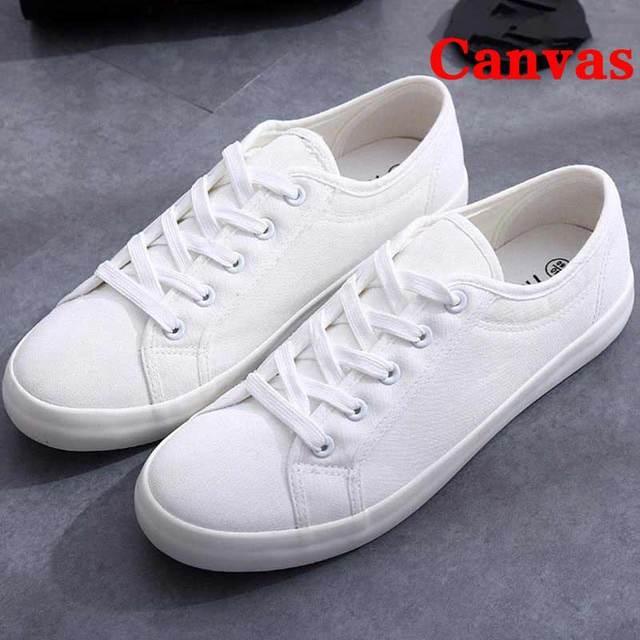 White Summer Womens Sneakers Trainers White Leather Canvas Shoes Tenis Classic Casual Cotton Slip On Canvas Comfortable Walking Flats Sneakers