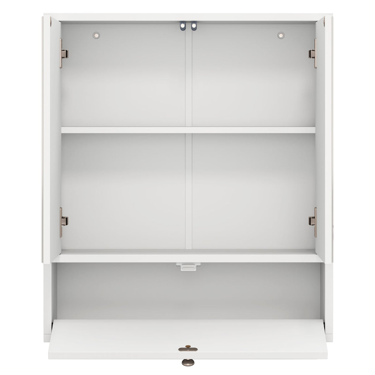 Double Door Wall-Mounted Bathroom Mirrored Medicine Cabinet-White