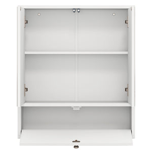 Double Door Wall-Mounted Bathroom Mirrored Medicine Cabinet-White