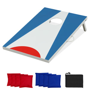 3 x 2FT Cornhole Board Set  Portable Cornhole Board with Foldable Legs and Side Handle-Blue