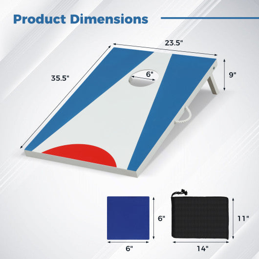 3 x 2FT Cornhole Board Set  Portable Cornhole Board with Foldable Legs and Side Handle-Blue