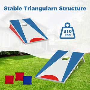 3 x 2FT Cornhole Board Set  Portable Cornhole Board with Foldable Legs and Side Handle-Blue
