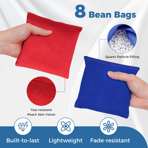 3 x 2FT Cornhole Board Set  Portable Cornhole Board with Foldable Legs and Side Handle-Blue