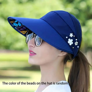 Wide Brim Sun Visor Foldable Picnic Hat Beach UV Protection Scallop Cap