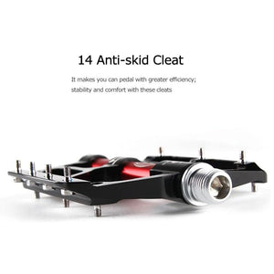 Wide Flat Mountain Road Cycling Bicycle Bike Pedal 3 Sealed Bearings 9/16 in Aluminum With Removable Antiskid Cleats Mountain Bike Pedal Platform Flat Bicycle Pedals Aluminum Alloy Non-Slip Metal Bike Pedals With 3 Bearings For Road