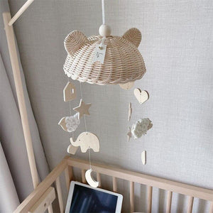 Wind Chime With Wooden Pendant Kids Room Decoration Wall Hanging Ornaments Clouds and Stars Sooth Pendant Toy  Nursery Decoration Gift for Newborn Boys and Girls