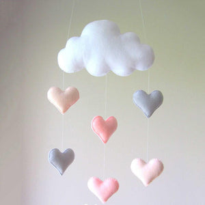 Wind Chimes Handmade Cloud Felt Love Pendant Baby Children Cloud Bed Bell Mobile Crib Jewelry Creative Pendant  Bedroom Loving Ceiling Hanging Heart Decor Girls Wind Chime Nursery Decoration