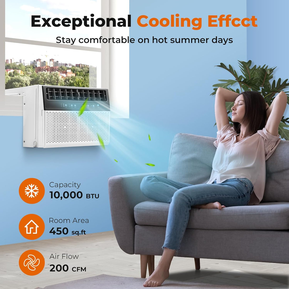 Window Air Conditioner 12,000 BTU, 6 in 1 U Shaped Window AC unit with Remote Control A5408W-12K