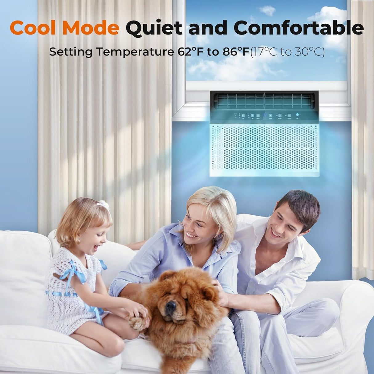 Window Air Conditioner 12,000 BTU, 6 in 1 U Shaped Window AC unit with Remote Control A5408W-12K