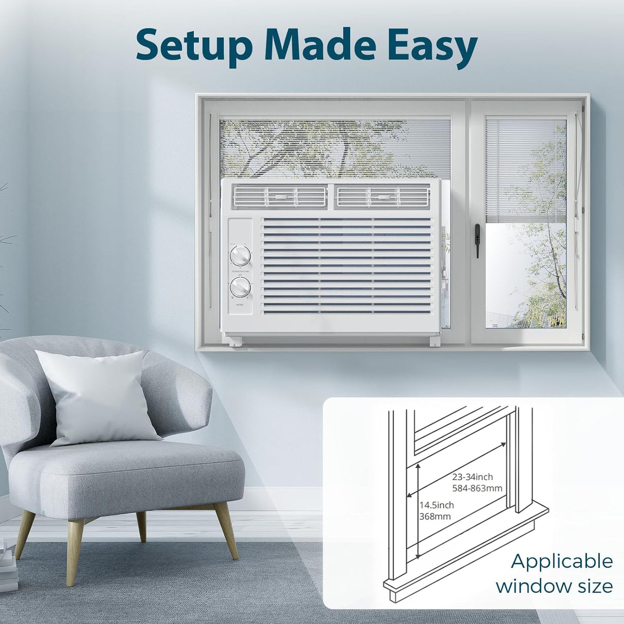 Window Air Conditioner, 7 Temp Dial, Cools up to 150 Sq.Ft.  A8501W
