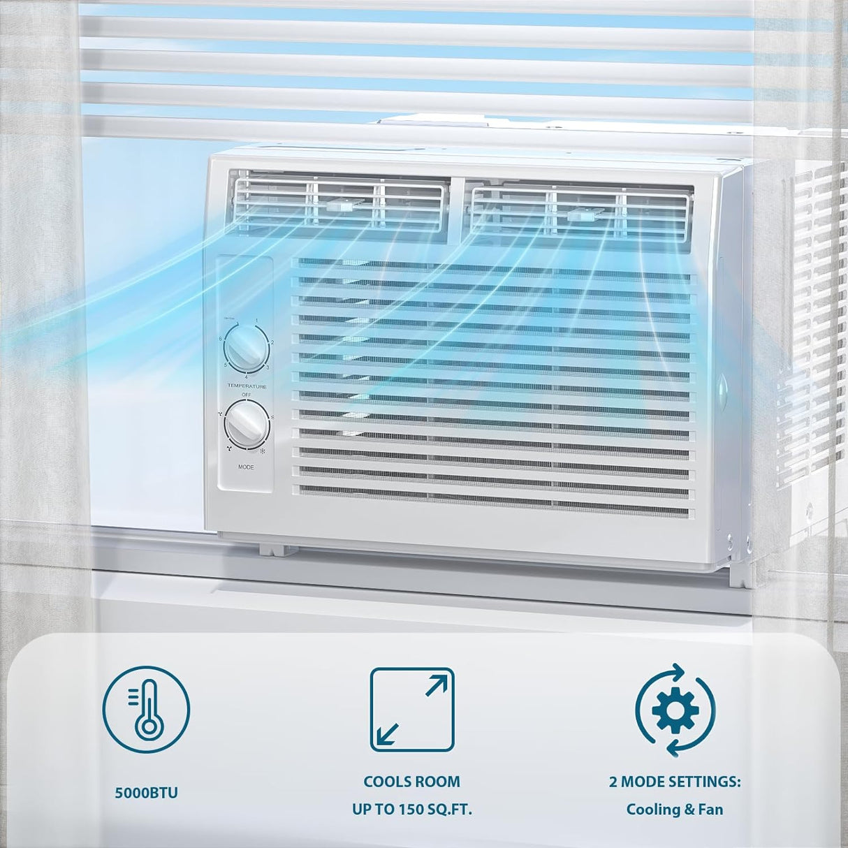 Window Air Conditioner, 7 Temp Dial, Cools up to 150 Sq.Ft.  A8501W