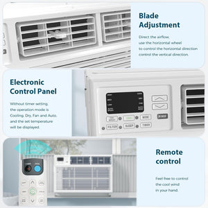 Window Air Conditioner, 8000BTU, 24H Timer, Remote Control A8502W