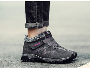 Winter Elegant Unisex Boots With Fur Warm Leather Snow Boots Winter Work Casual Shoes High Top Rubber Ankle Boots Leather Platform Fashion Luxury Boots Non-Slip Hiking Boots