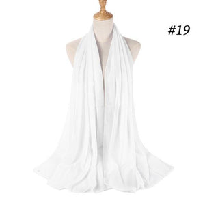Winter Fashion Long Solid Color Soft Muslim Bubble Chiffon Hijab Scarf Shawls Hijab Elegant Scarf Wrap Lightweight Islamic Head Wear Escharpe Shawls Headband Wraps Lightweight Head Scarves Ladies Hijabs For  Women