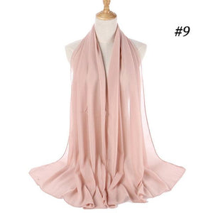 Winter Fashion Long Solid Color Soft Muslim Bubble Chiffon Hijab Scarf Shawls Hijab Elegant Scarf Wrap Lightweight Islamic Head Wear Escharpe Shawls Headband Wraps Lightweight Head Scarves Ladies Hijabs For  Women